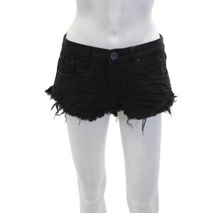One X One Teaspoon Womens Zip Button Fray Shorts Black Size EUR 26